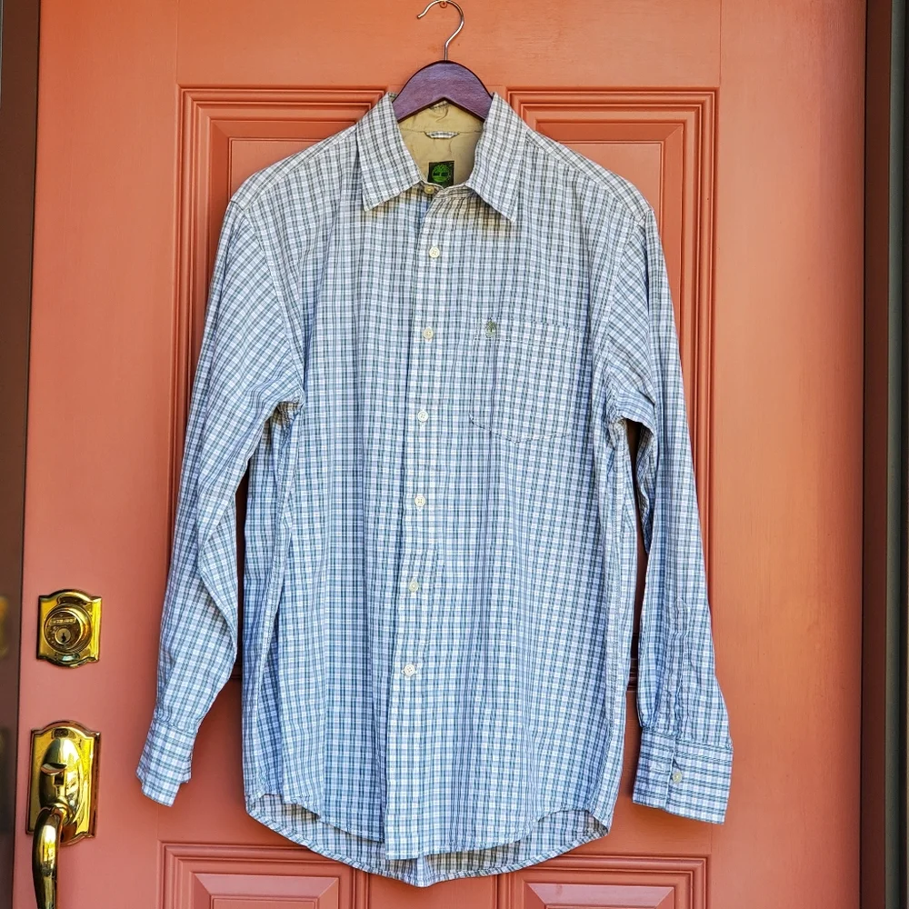 Timberland Men's Casual Green Checkered Button Down Shirt - Picture 1 of 12